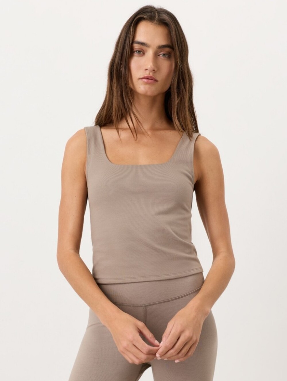 Pact Ribbed Scoop Tank - Taupe